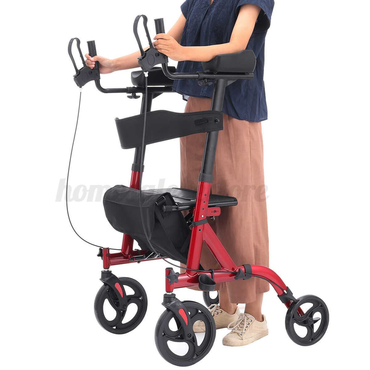 Adjustable Upright Rollator Rolling Walker Medical Seat Back W/4 Wheels ...